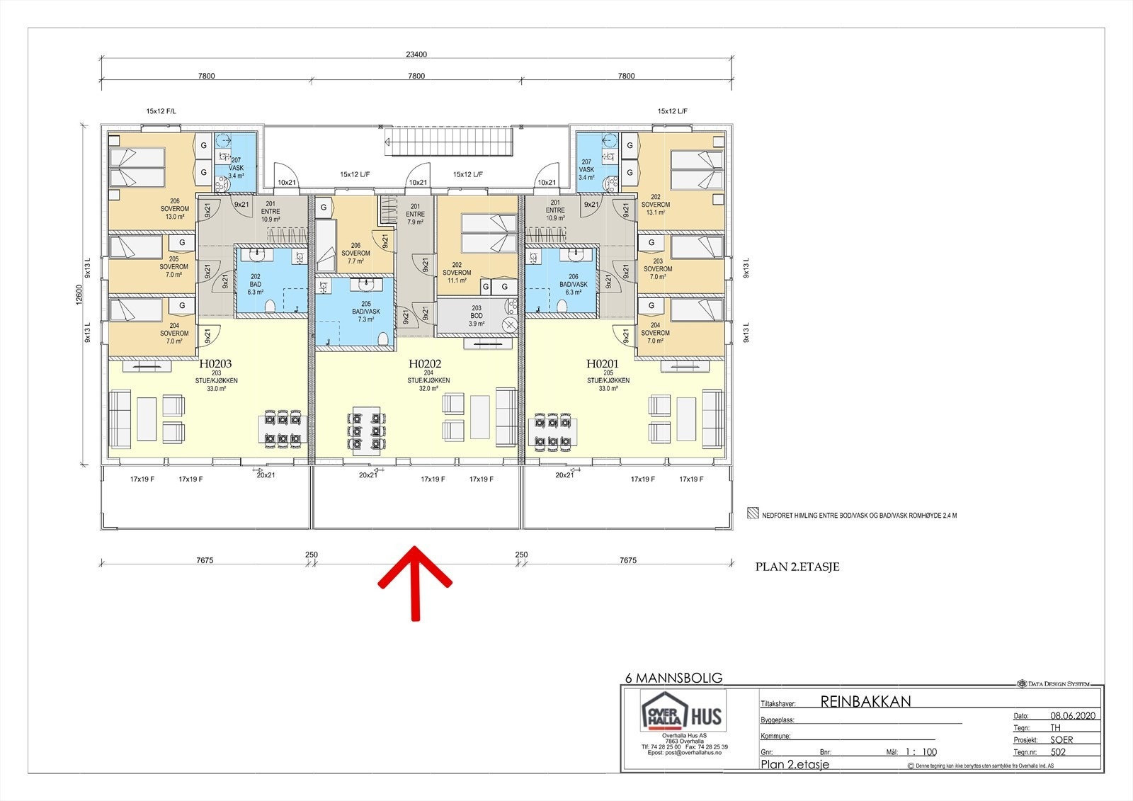 Plantegning midtleilighet 2. etasje Galleribilde