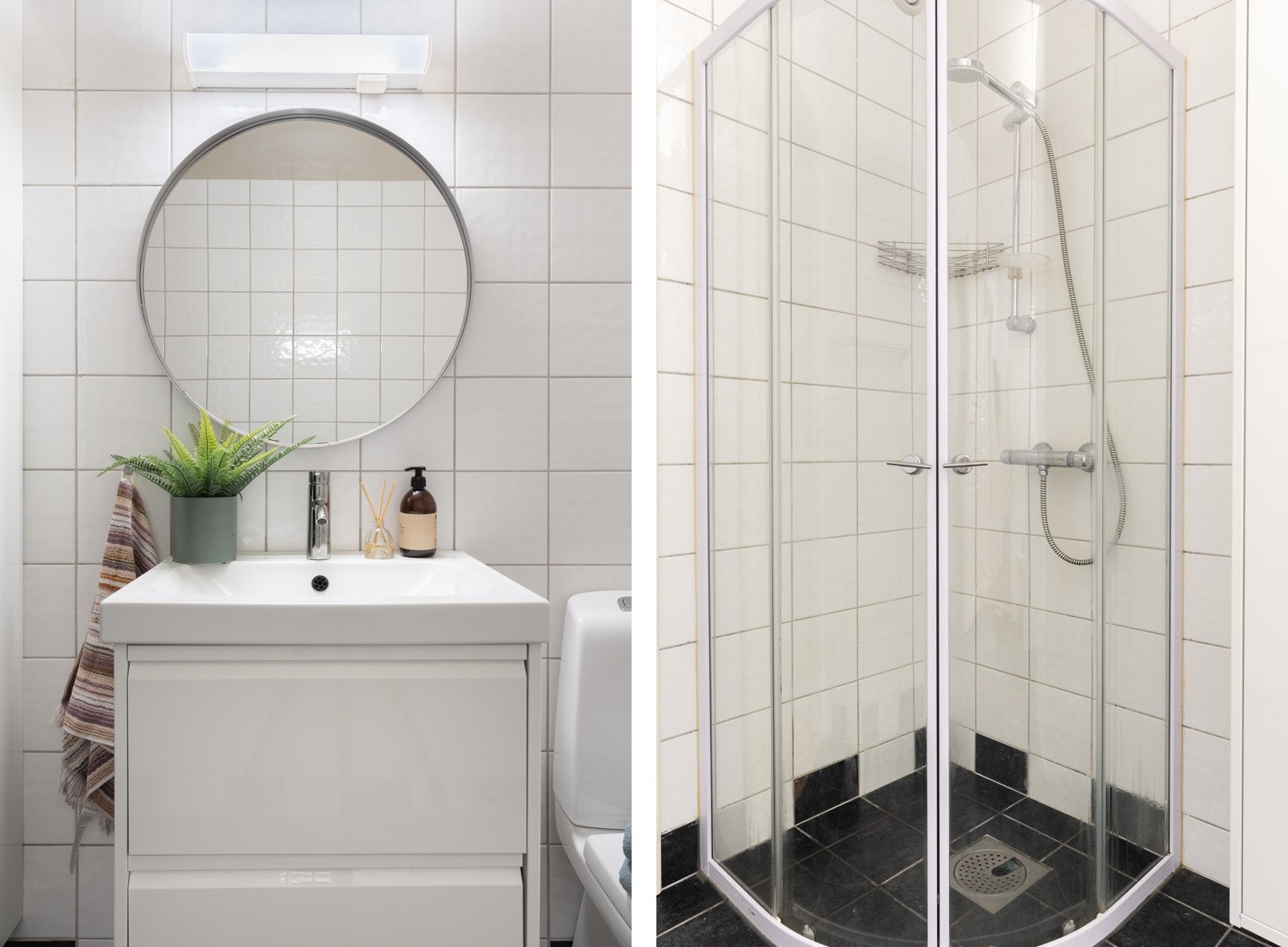 Badet er nylig oppgradert med nye baderomsmøbler og toalett fra 2025. Galleribilde