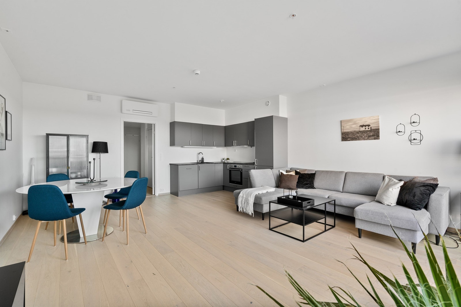 Det er plass til både spisegruppe og salong i stue. Galleribilde