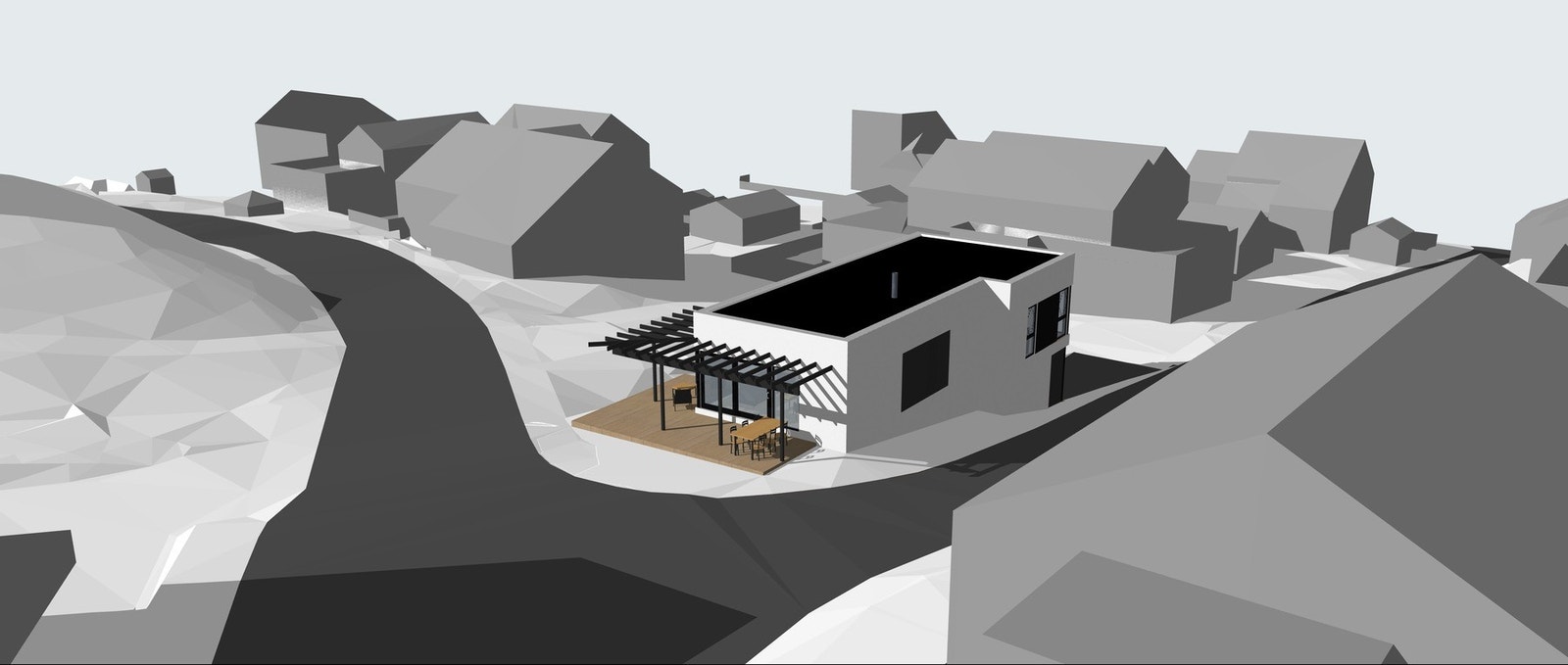 Kun ment som illustrasjon.
Det foreligger en igangsettingstillatelse for enebolig med carport fra 27.06.2024. Galleribilde