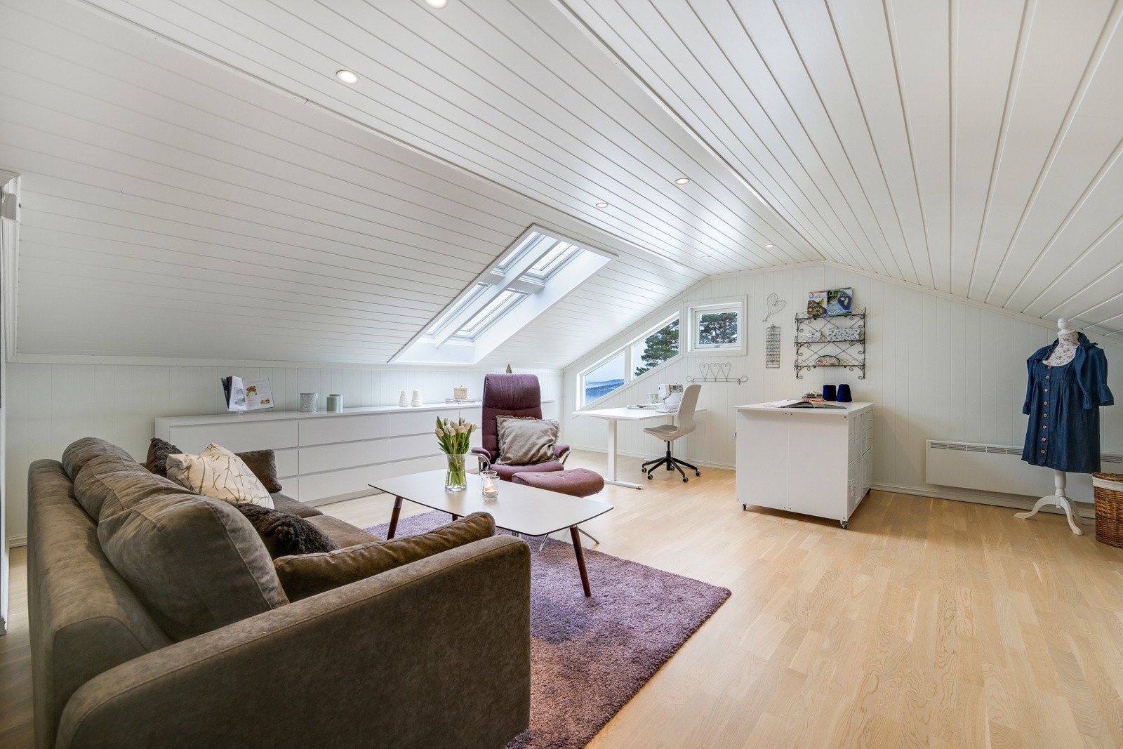 Det er plass til både kontorkrok og sofagruppe Galleribilde