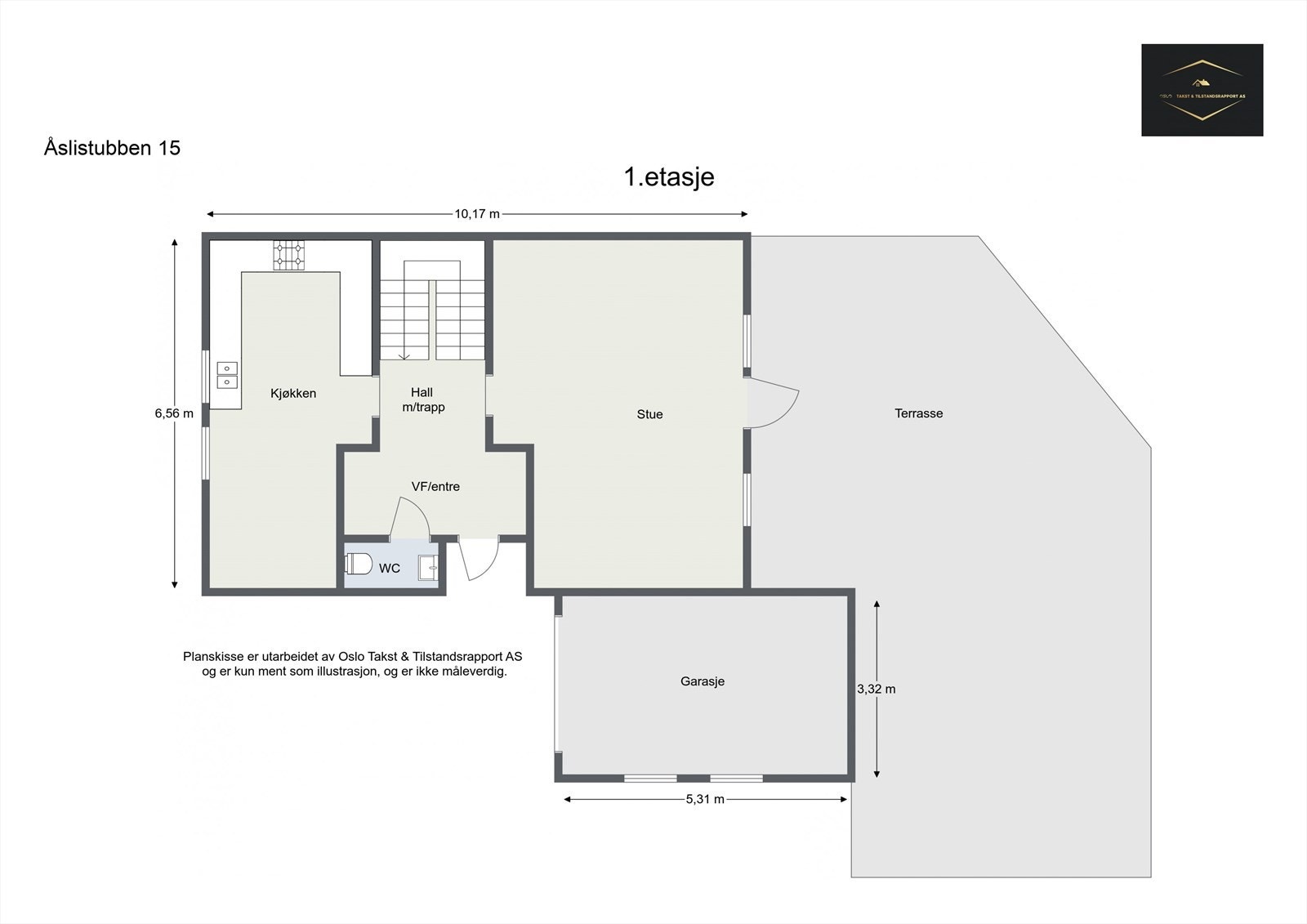 PLANTENGING 1. ETASJE | Inngangsplan består av kjøkken, stue, hall m/trapp, toalettrom, entré. Galleribilde