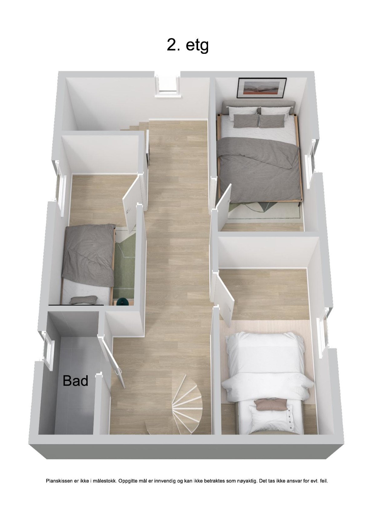 Plantegning 2.etg - 3D Galleribilde