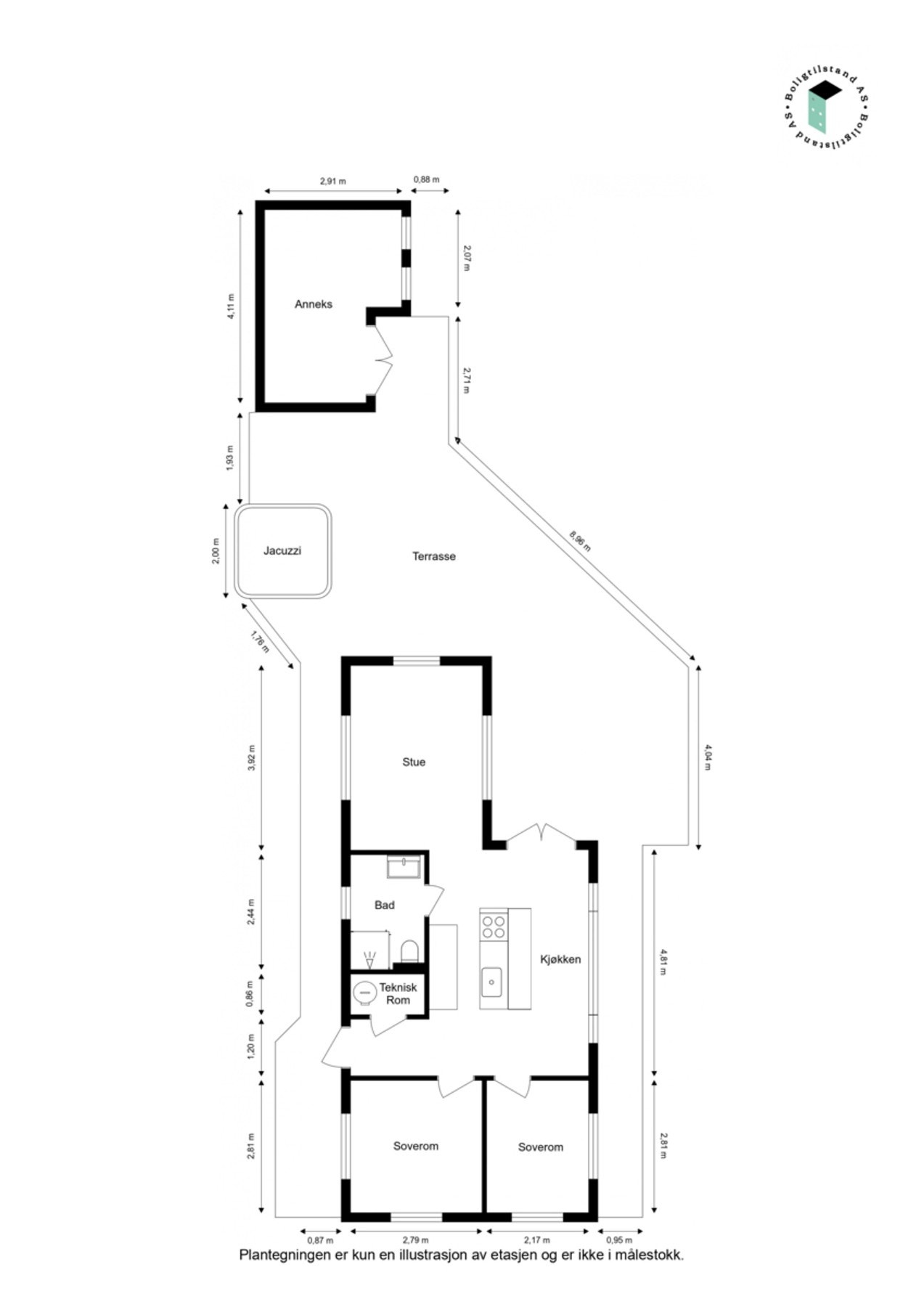 Plantegning - Praktisk planløsning med moderne og delikate løsninger Galleribilde