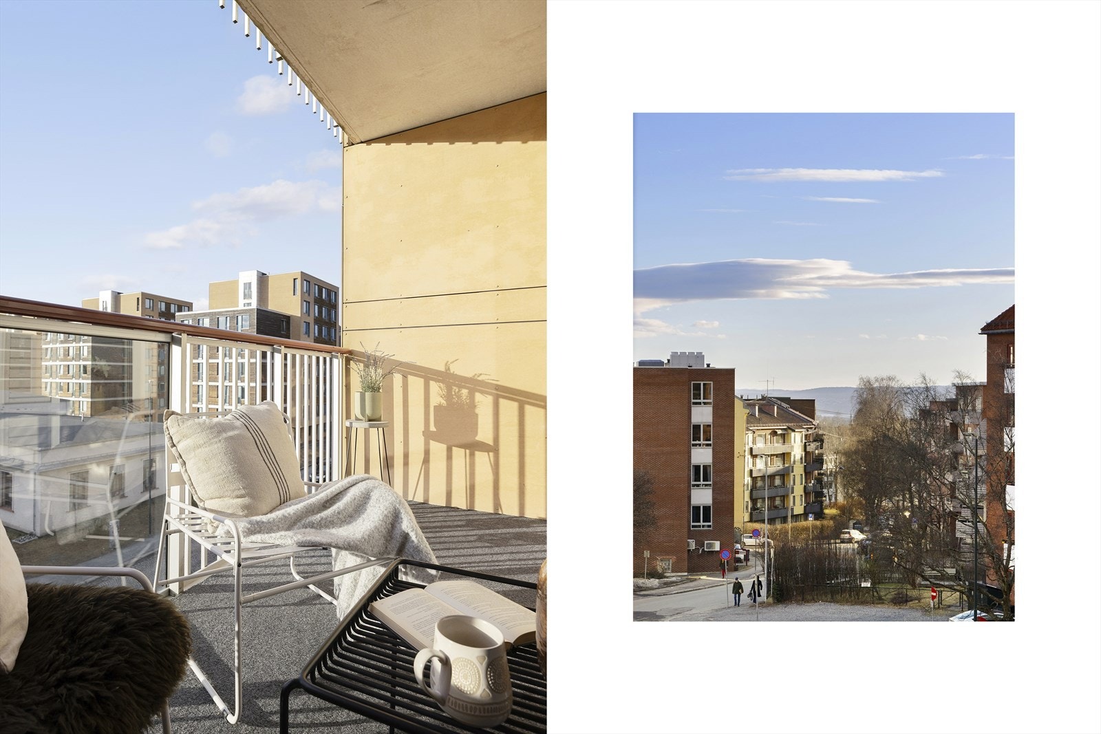 Balkongen er vestvendt og her kan man nyte ettermiddags- og kveldssol. Galleribilde