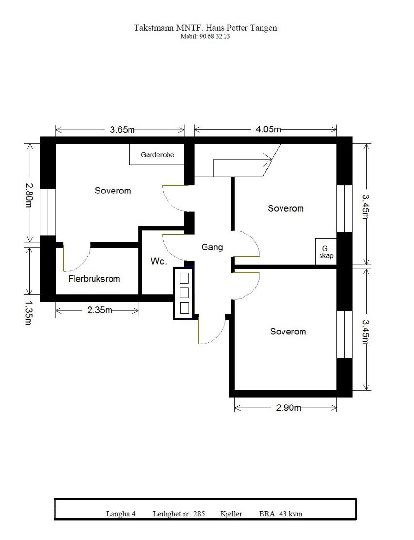 Planskisse over boligens underetasje. Galleribilde