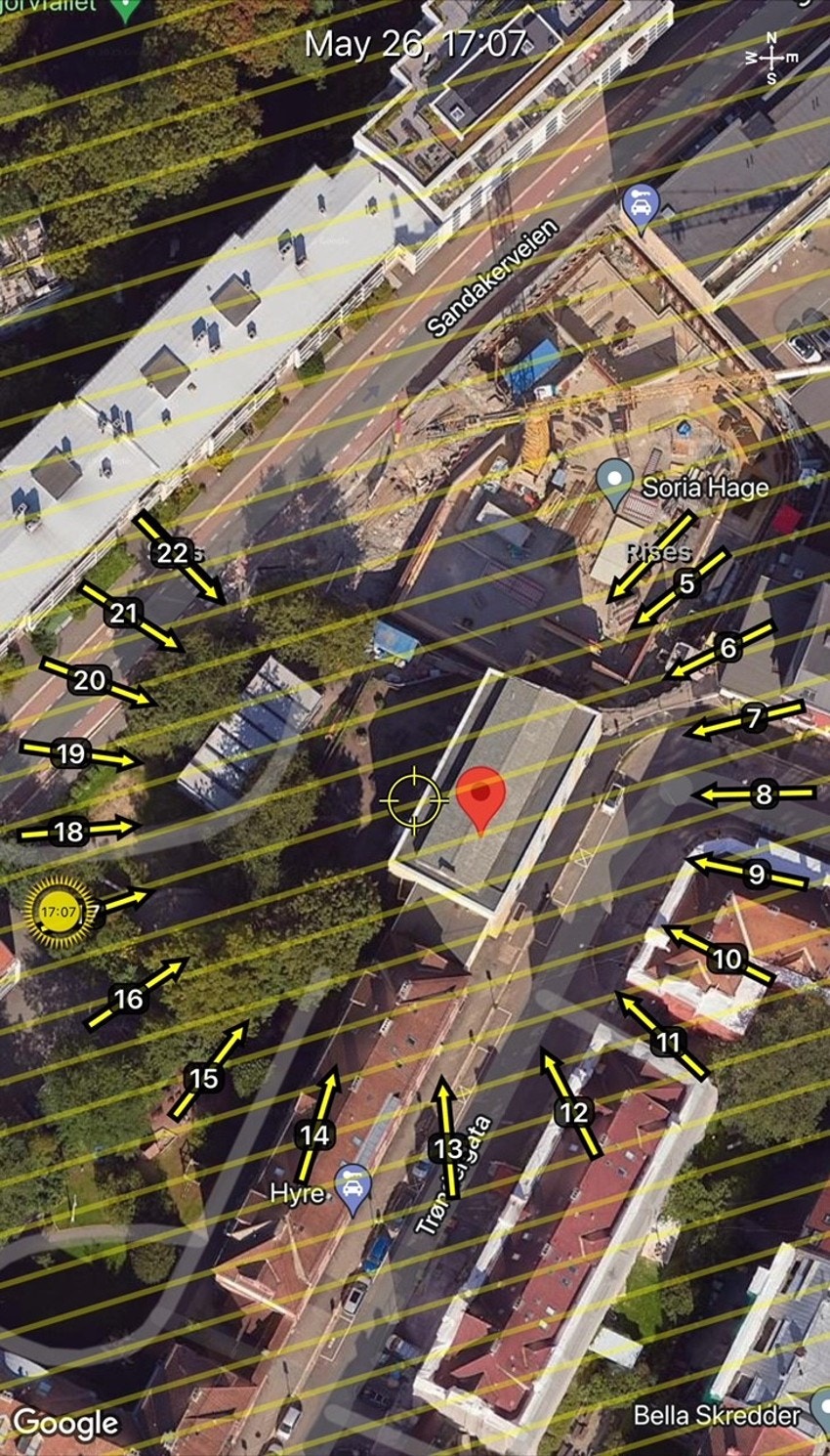 Solkart som viser solens bane på sommerstid. Galleribilde