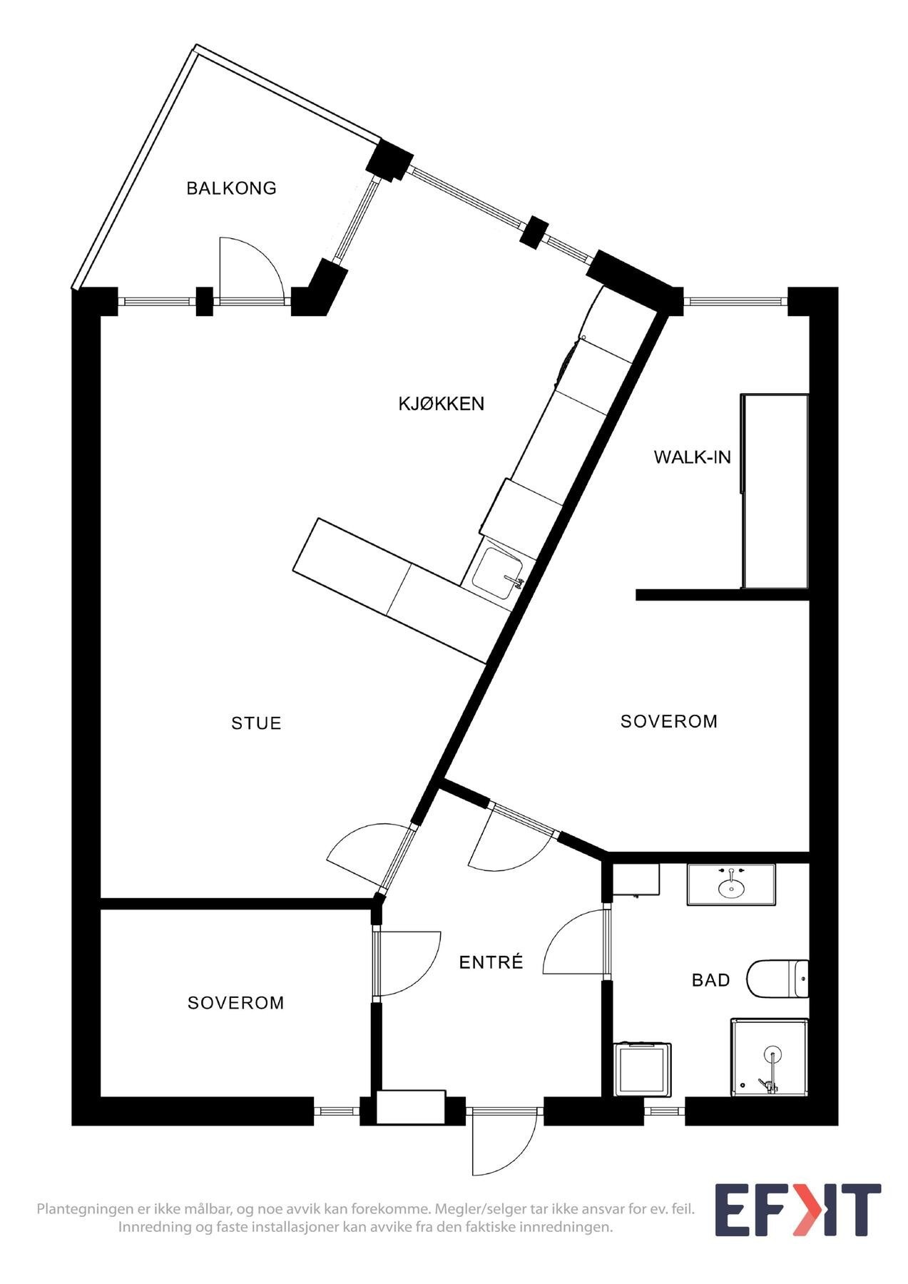 Planskisse over leilighetens utforming Galleribilde