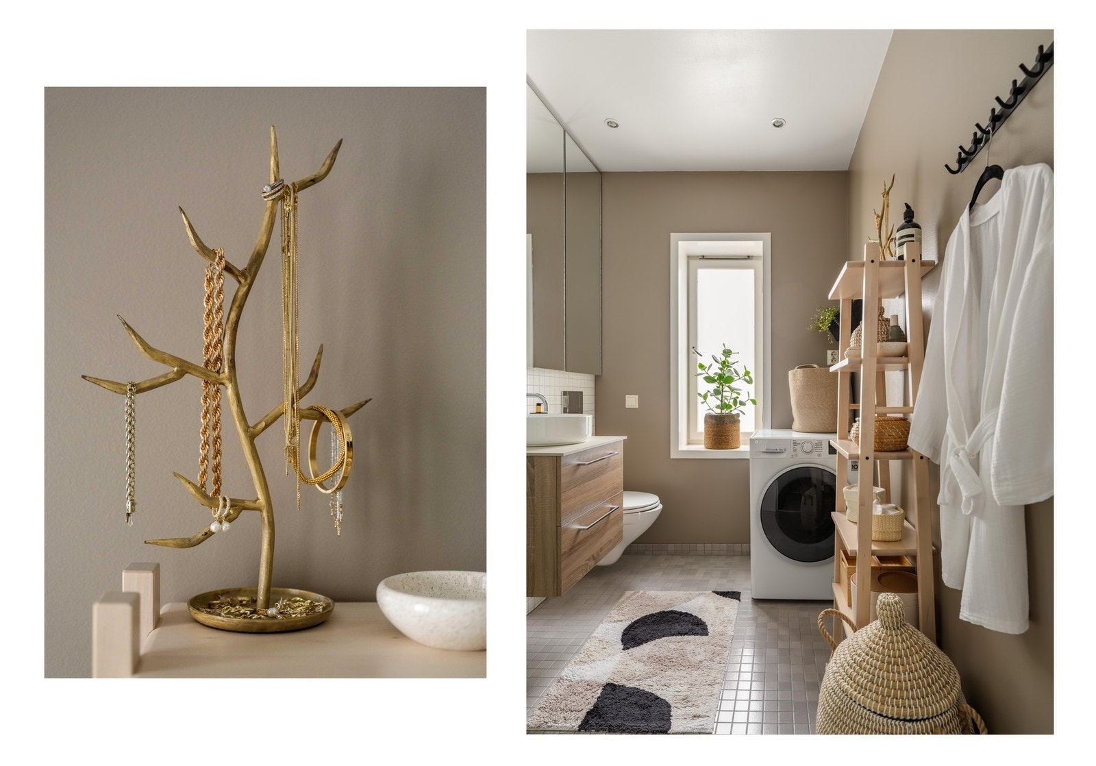 Baderommet ligger rett innenfor inngangsdøren, og er oppgradert i 2025. Galleribilde