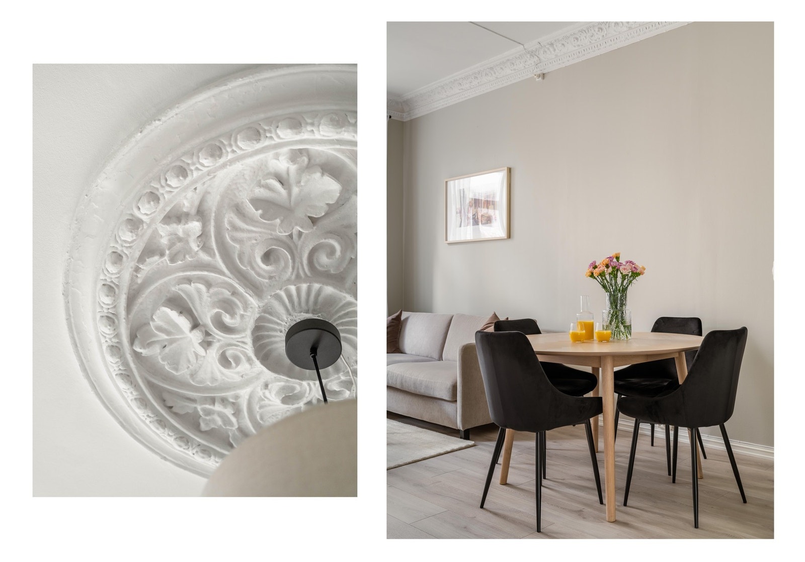 Som dette for eksempel. Vi tenker da mest på rosetten til venstre, selv om spisebordet er veldig fint det også. Galleribilde