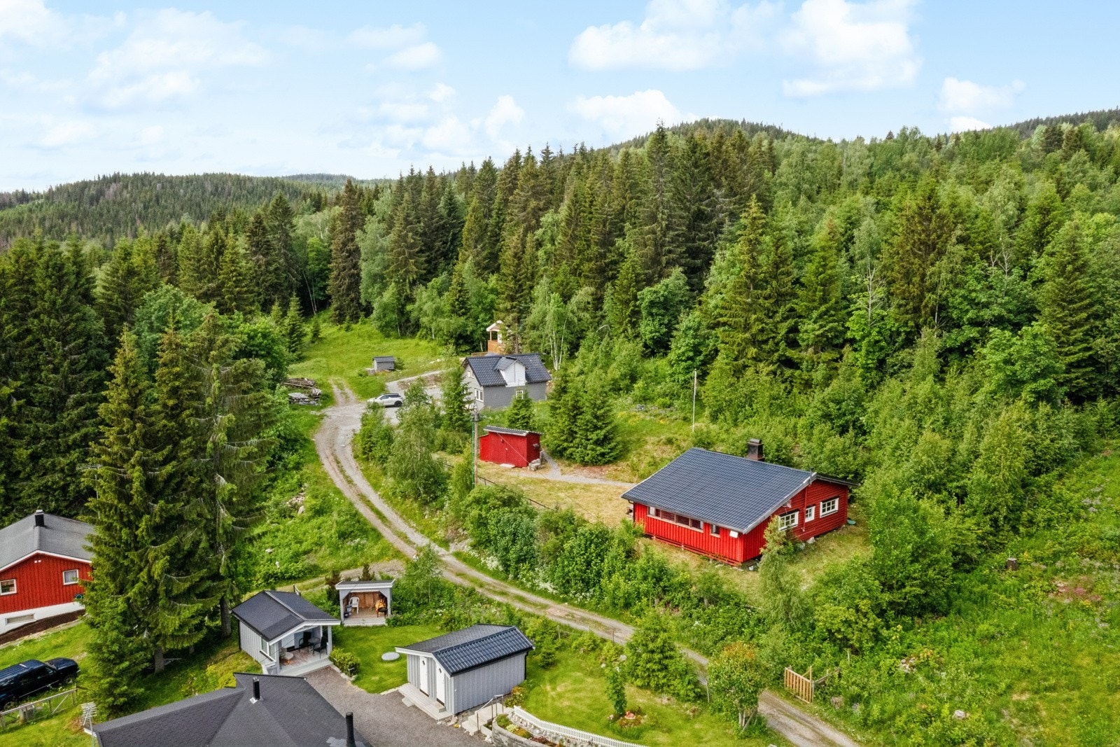 Et koselig hyttefelt. Galleribilde