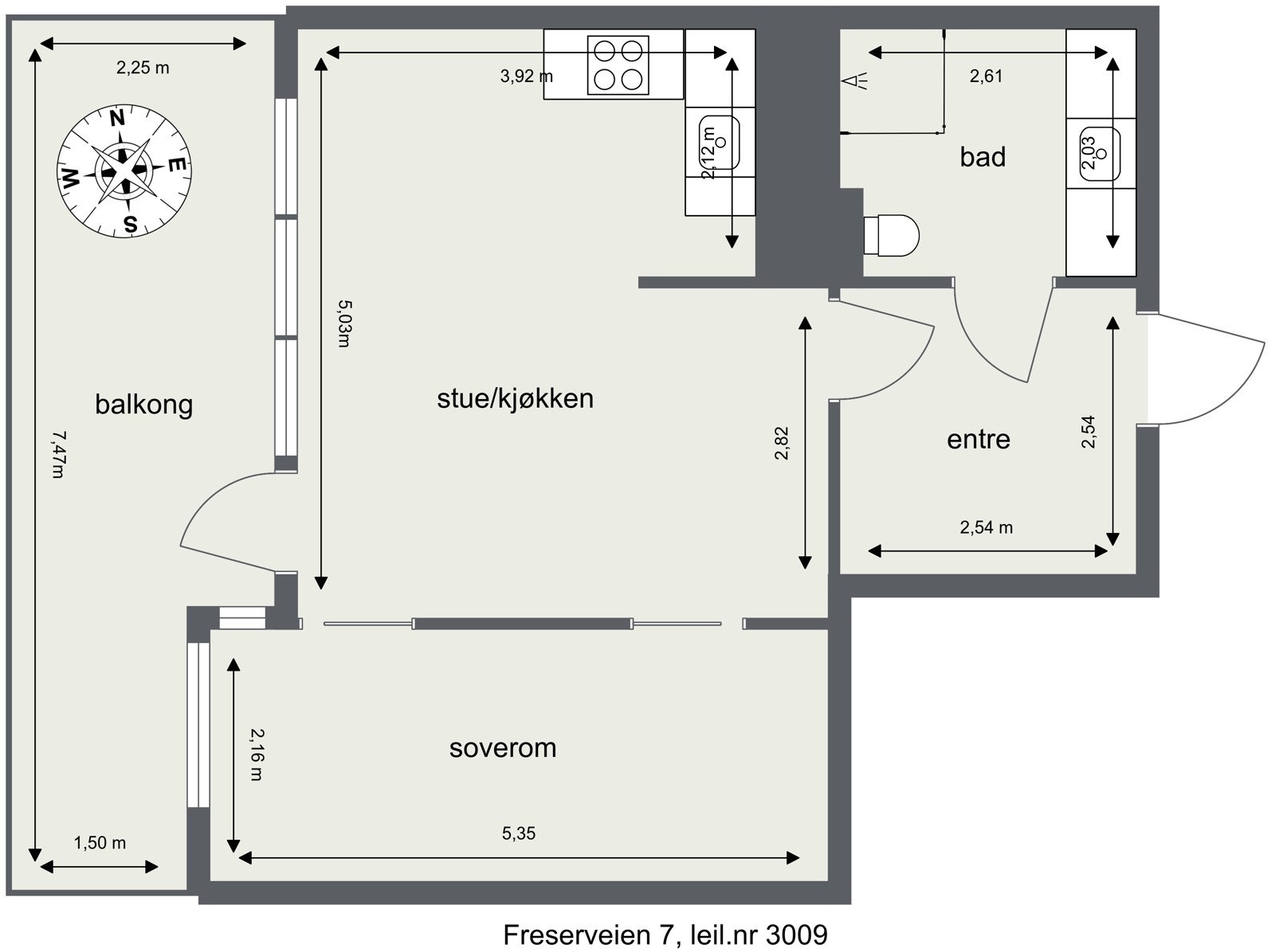 Freserveien 7 - 3 Etasje - 2D Floor Plan Galleribilde