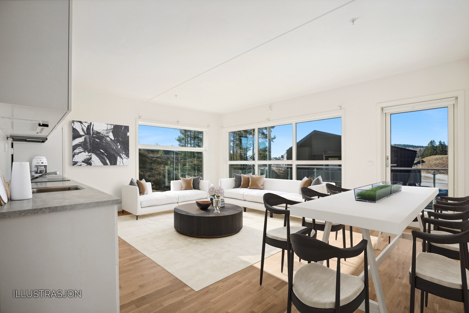 Dette er en lys og innbydende leilighet. Galleribilde