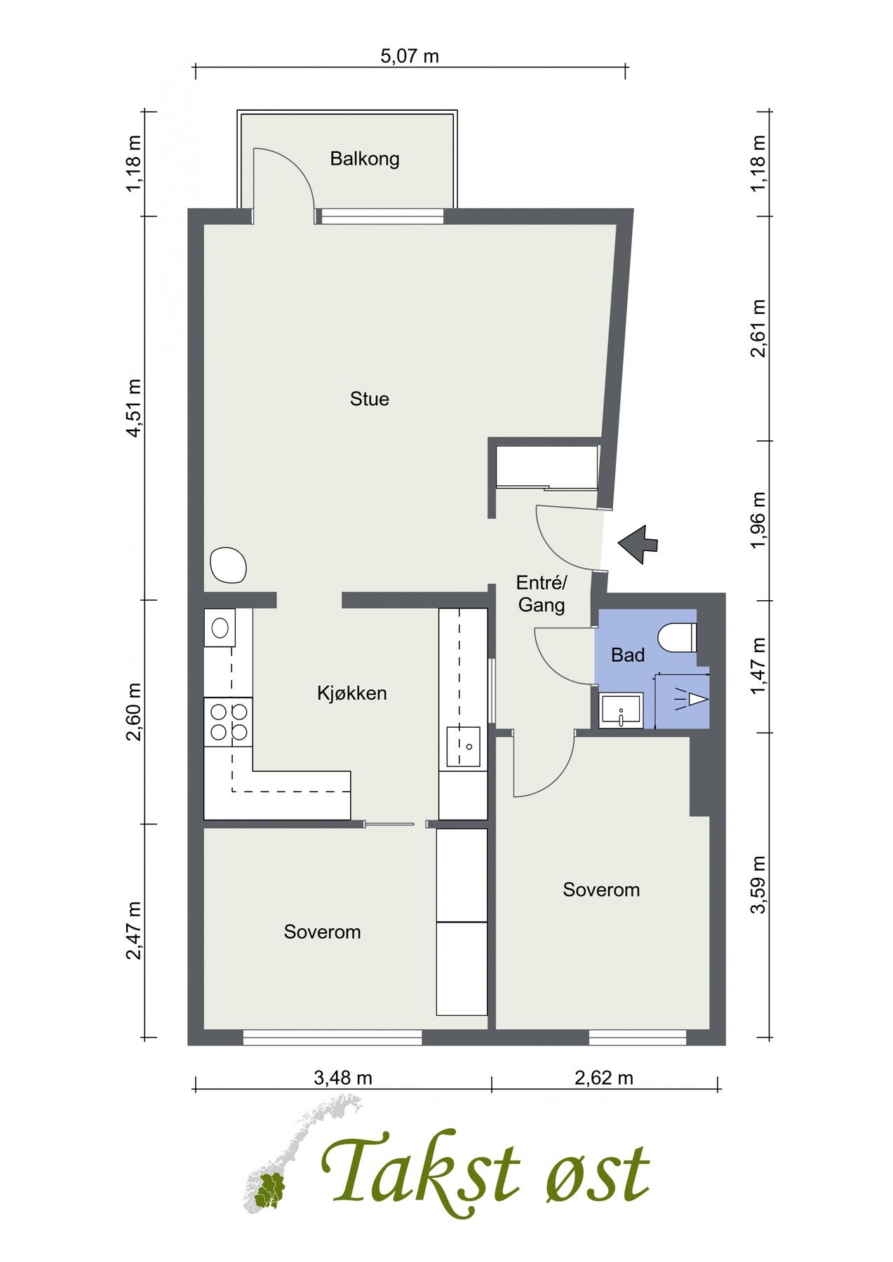 Leilighetens plantegning. Galleribilde