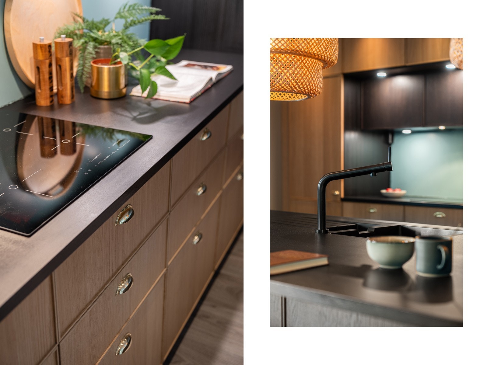 Pent kjøkken med integrerte hvitevarer Galleribilde