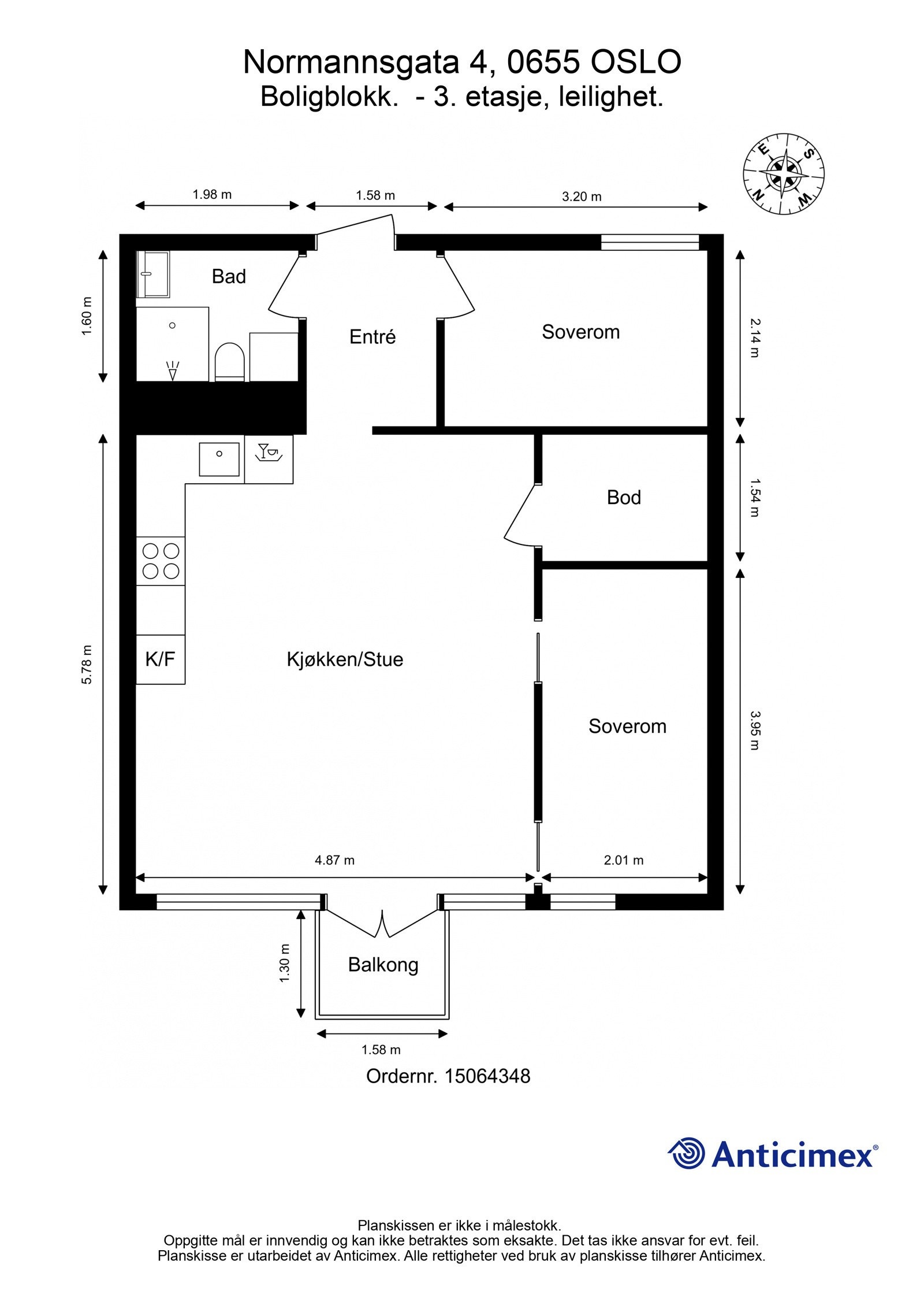 - Plantegning med mål - Galleribilde