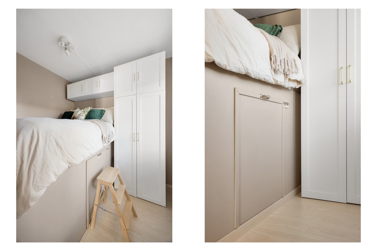 Praktisk hulrom under seng for ekstra oppbevaringsplass. Galleribilde