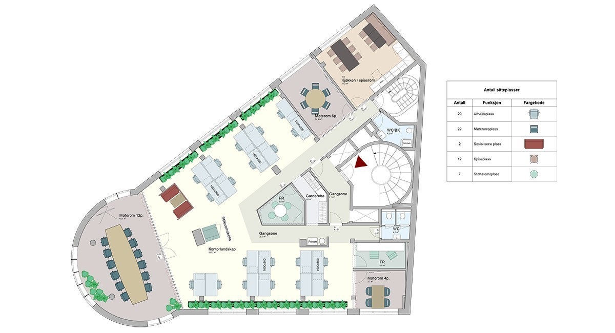 Layoutforslag åpent kontorlandskap - 6. etasje Galleribilde