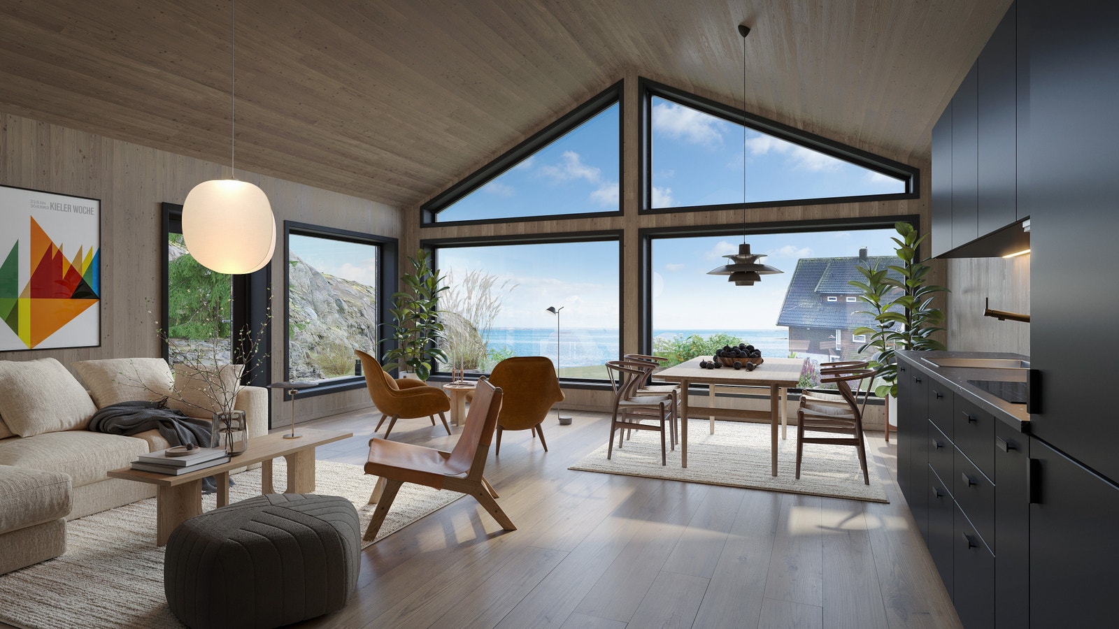 Nydelig havutsikt, store vindusflater og god takhøyde. Illustrasjon vil kunne avvike fra endelig bebyggelse/opparbeidelse. Galleribilde