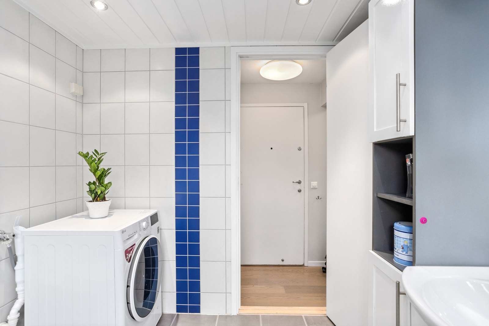 Det er opplegg for vaskesøyle på badet. Galleribilde