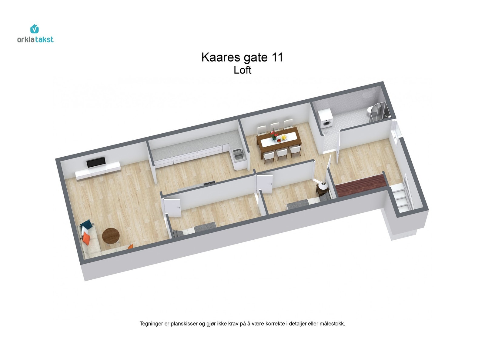 Plantegning 1. etasje 3D Galleribilde