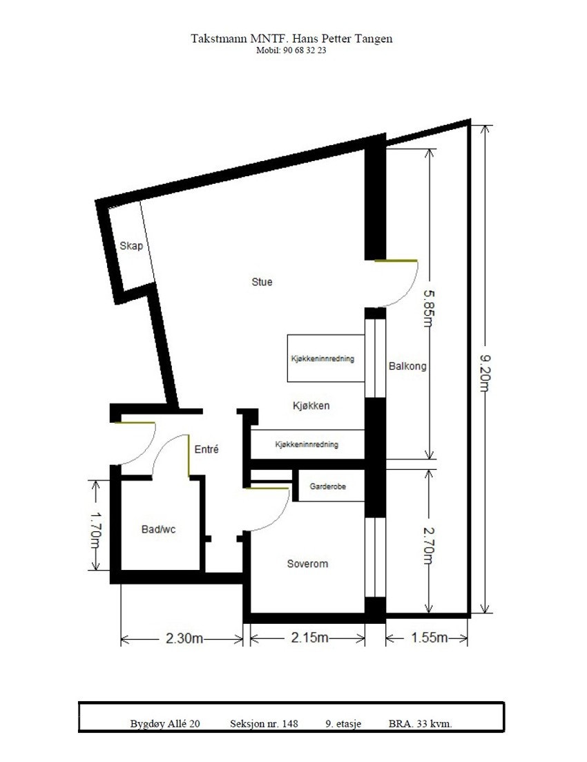 Planskisse over leiligheten. Galleribilde