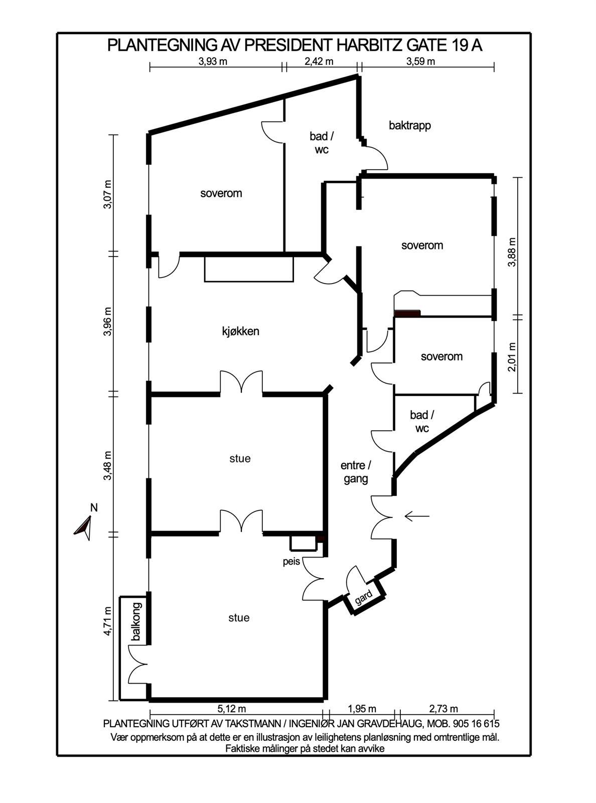 Alternativ plantegning President Harbitz gate 19A Galleribilde