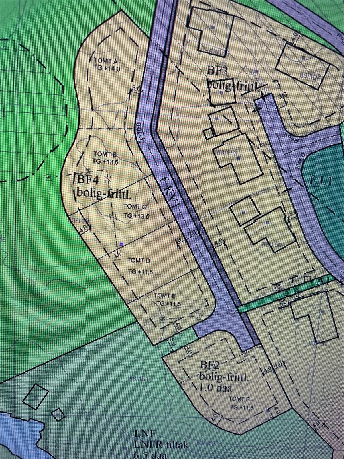 Reguleringskart Tomteområde BF2 og BF4 Galleribilde