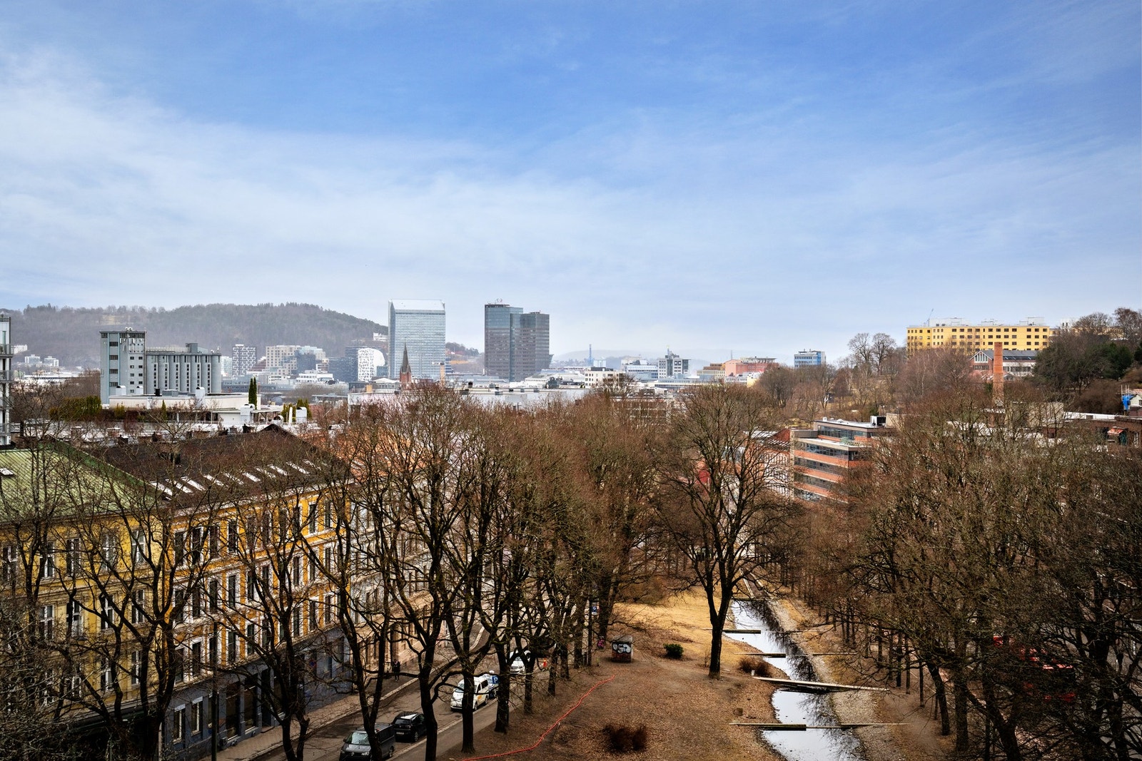 Nydelig utsikt fra takterrasse. Galleribilde