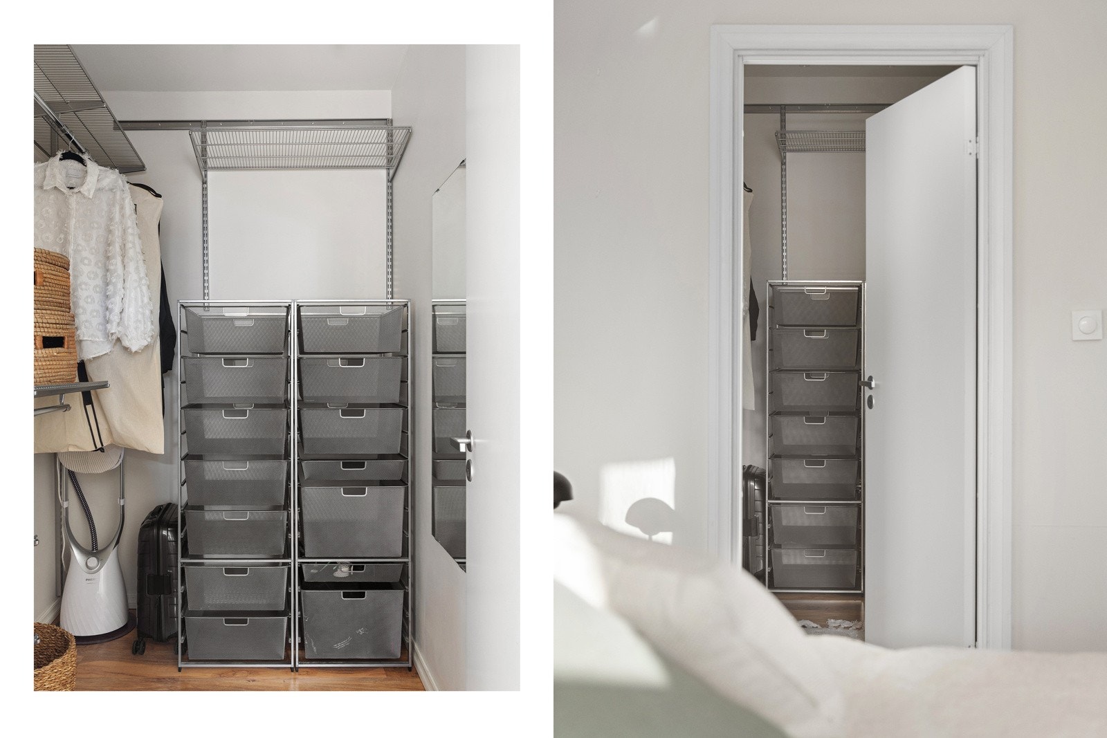 I tillegg har soverommet direkte tilgang til en romslig walk-in garderobe, som gir gode oppbevaringsmuligheter og bidrar til et ryddig uttrykk. Galleribilde