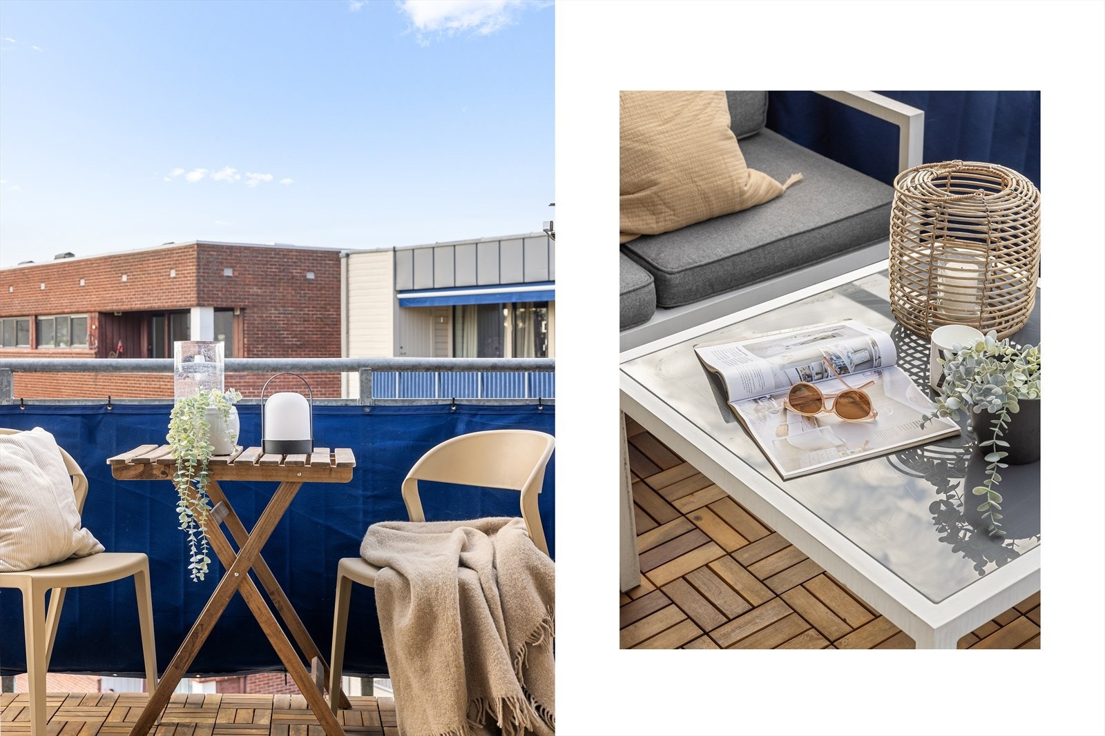 Balkongen gir god plass til eget utemøblement. Her har du også egen bod, som gjør det enkelt å stue unna puter når møblene ikke brukes. Galleribilde