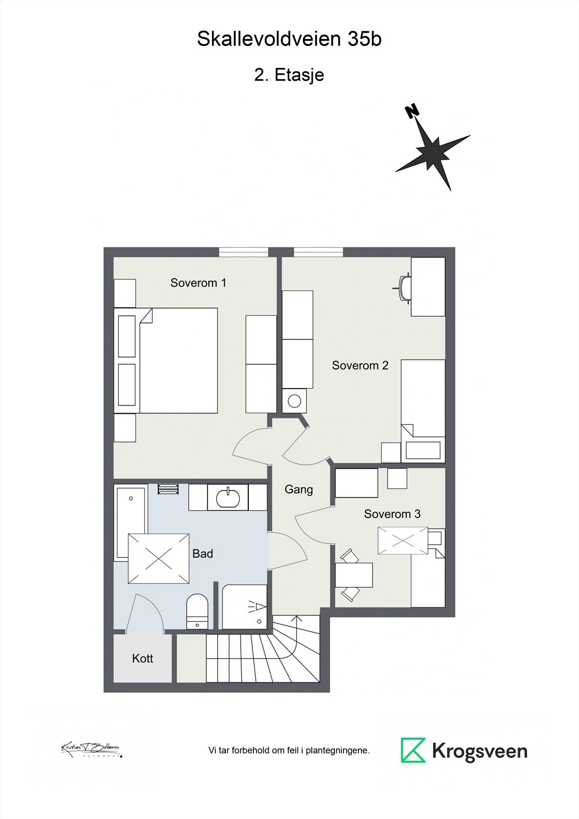 Plantegning 2. etasje (soverom 3 ikke godkjent for varig opphold) Galleribilde