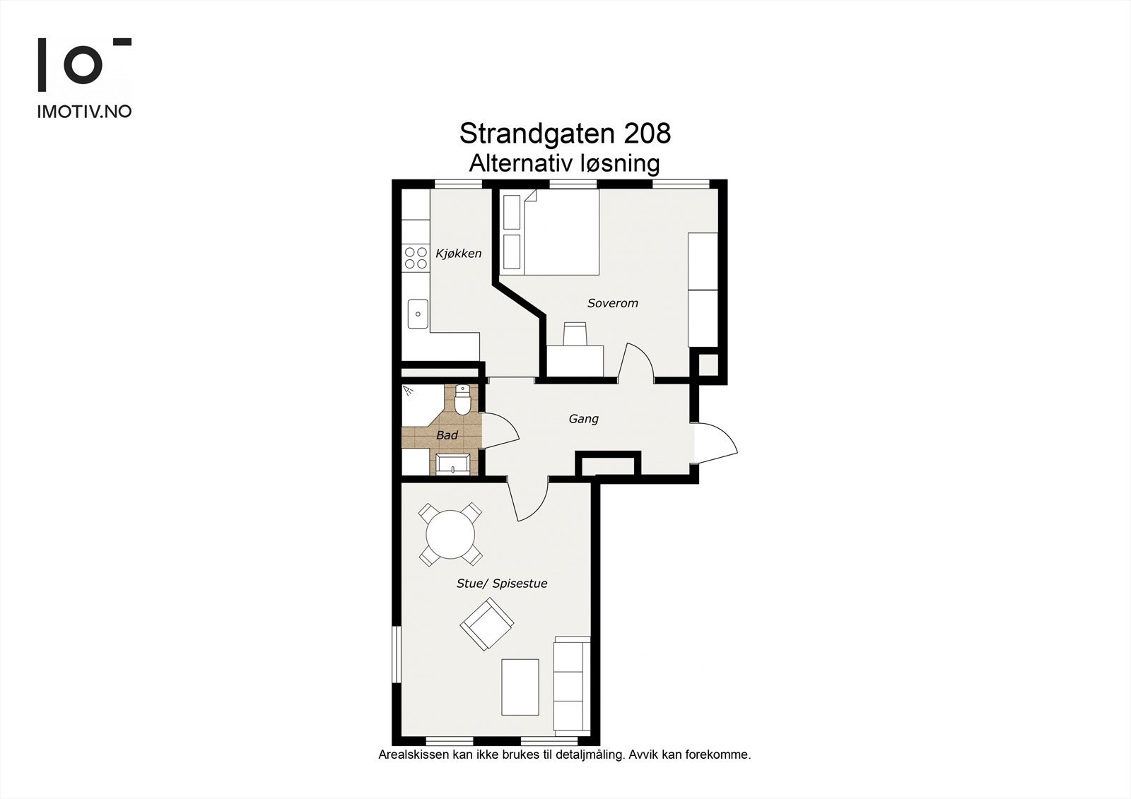 - Alternativ planløsning dersom man ikke har behov for 2 soverom - Galleribilde