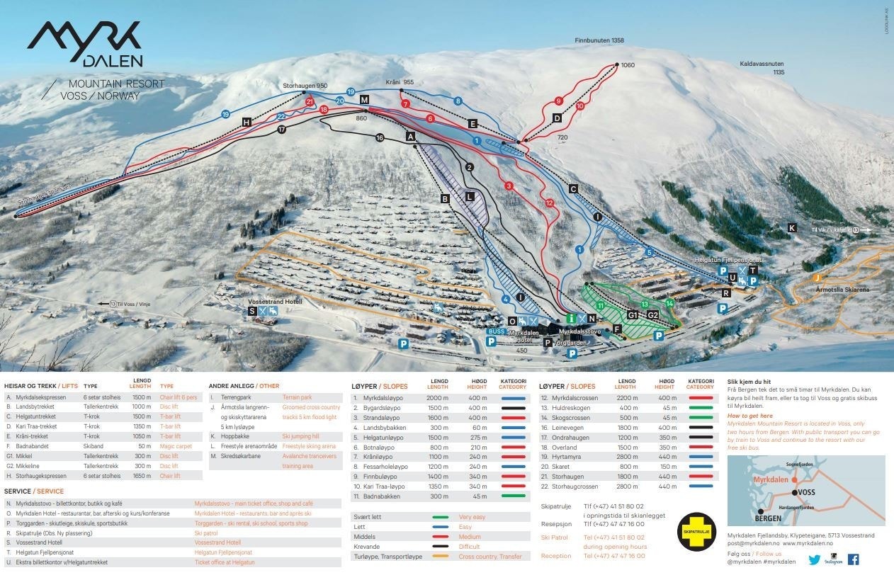 Løypekart Myrkdalen Fjellandsby Galleribilde