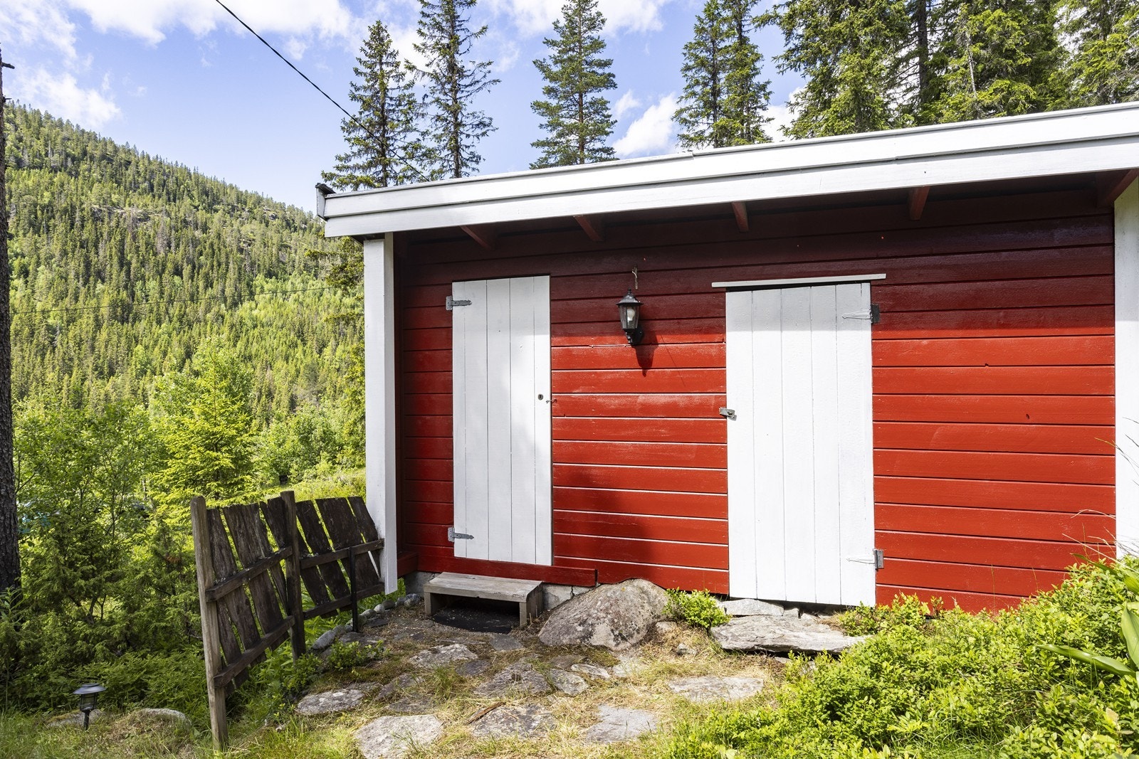 Uthus med vedbod og utedo. Galleribilde