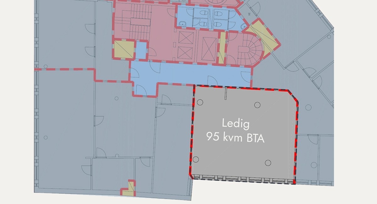 Plantegning 4. etasje - ledig kontorlokale på 95 kvm BTA Galleribilde