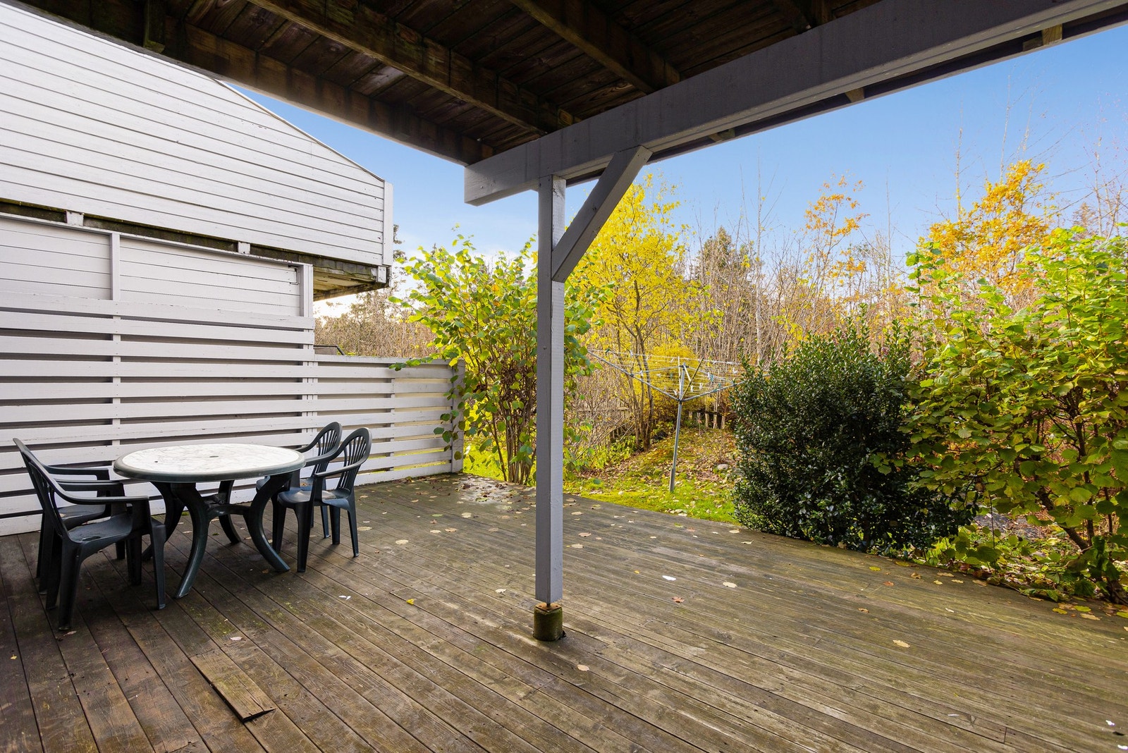 Romslig terrasse med hagefekk. Galleribilde