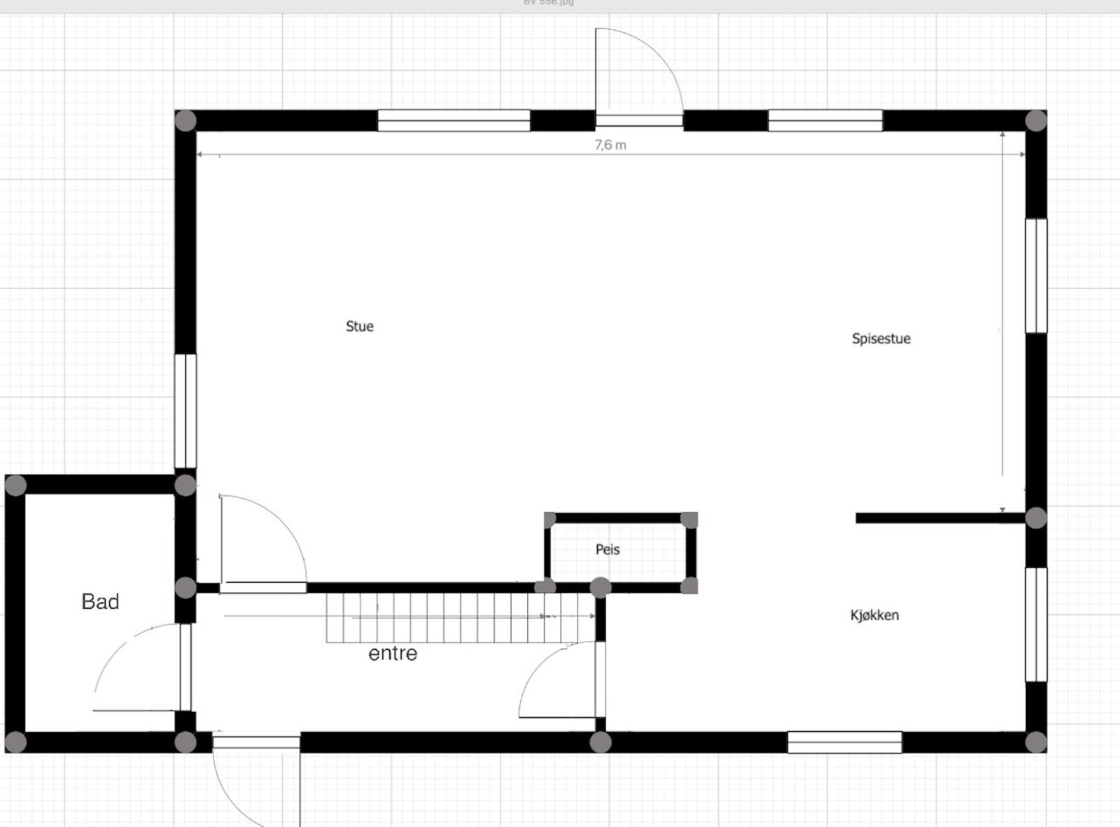 Skisse av 1.etasjen. Galleribilde