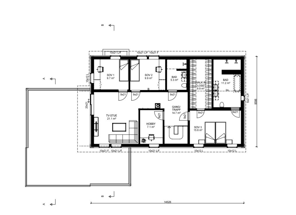 Plantegning, 2. etasje. Galleribilde