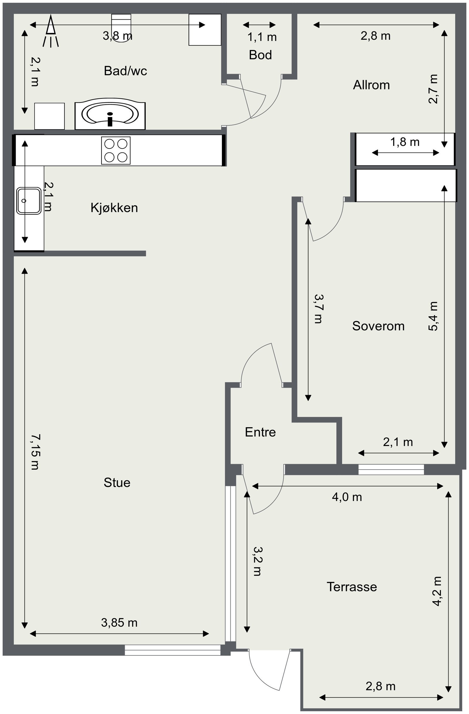 Skisse med mål. Galleribilde