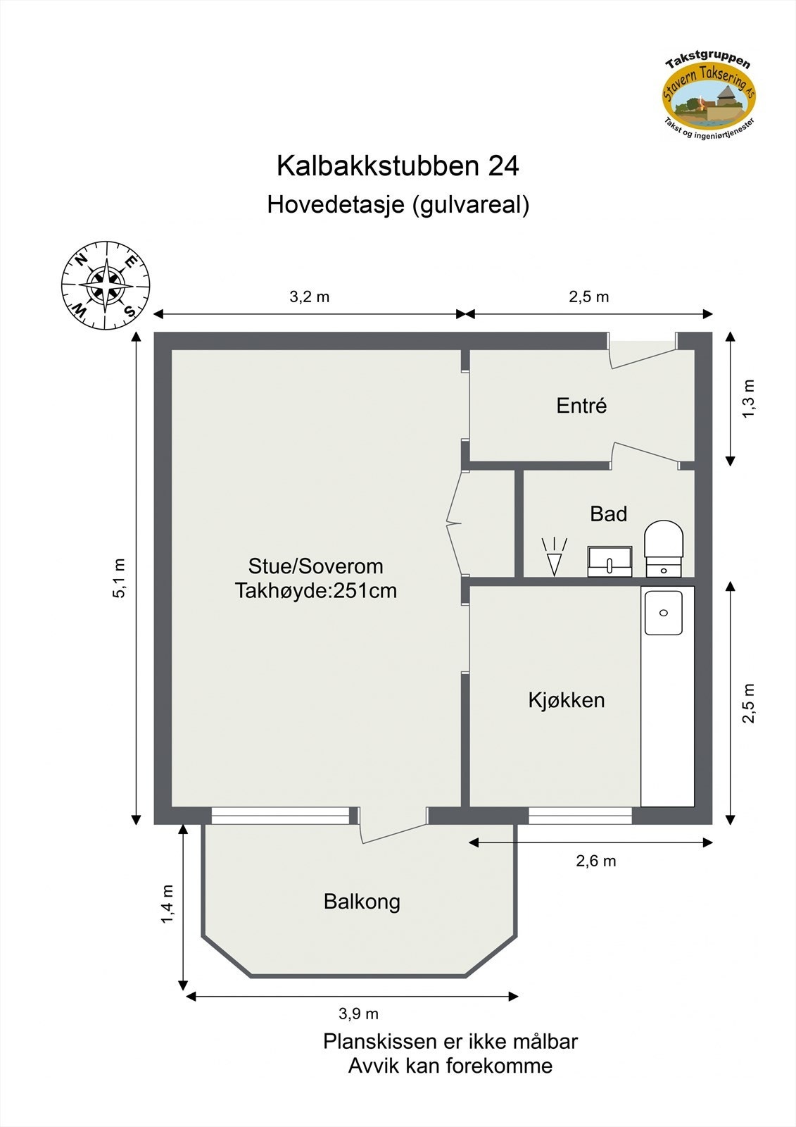 Praktisk planløsning med stue, separat kjøkken og balkong Galleribilde