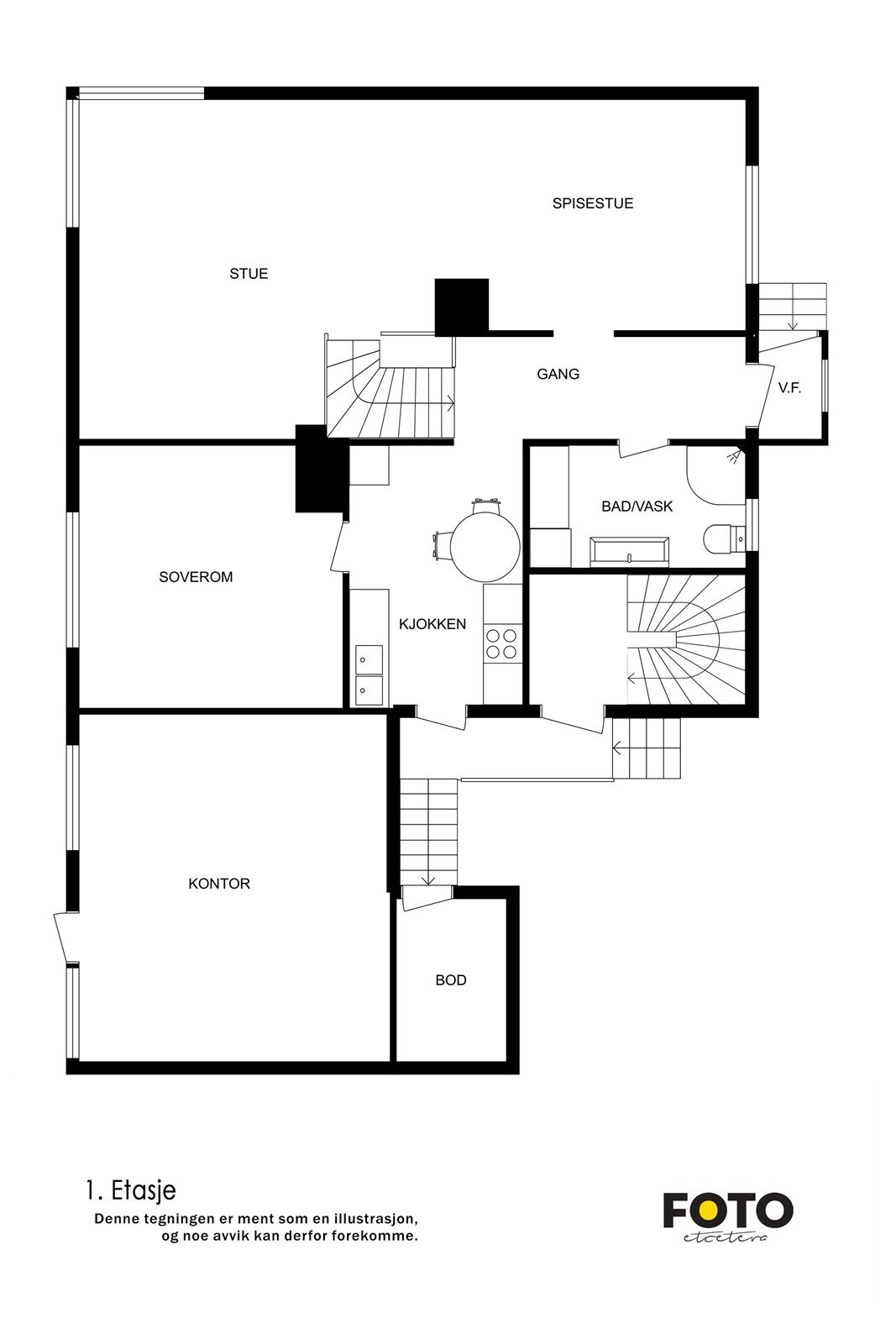 Plantegning 1. etasje - Ikke målbar Galleribilde