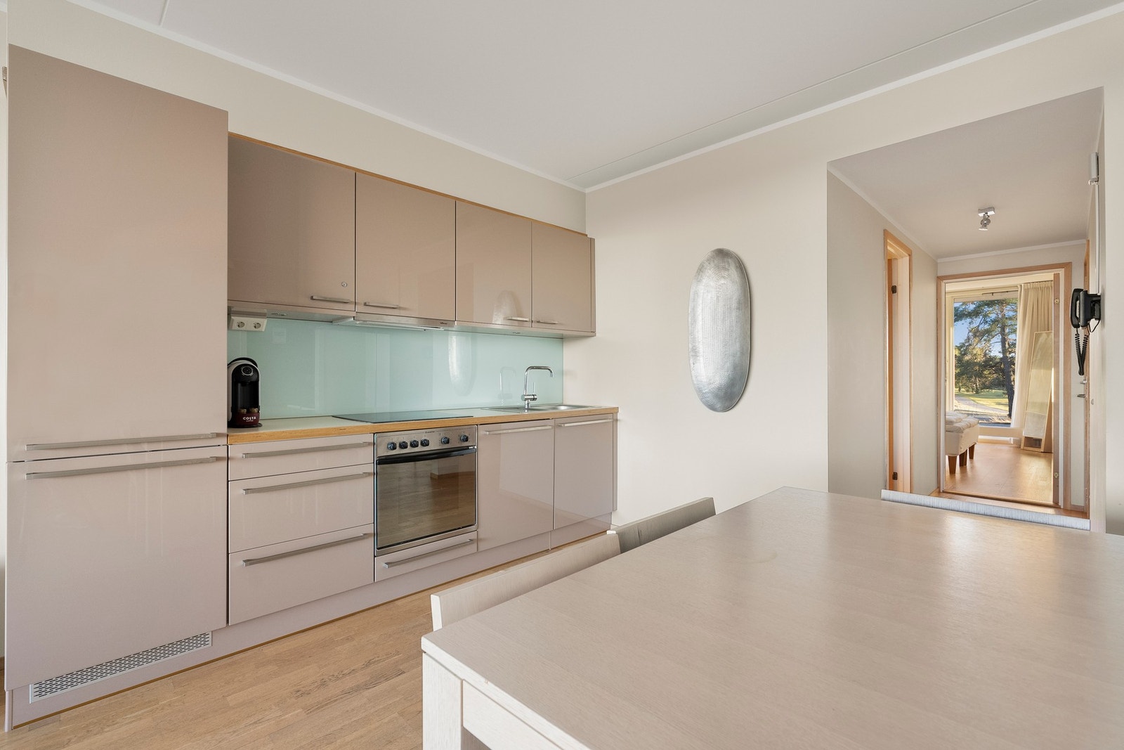 Integrerte hvitevarer som kjøle og fryseskap, komfyr og oppvaskmaskin. Galleribilde