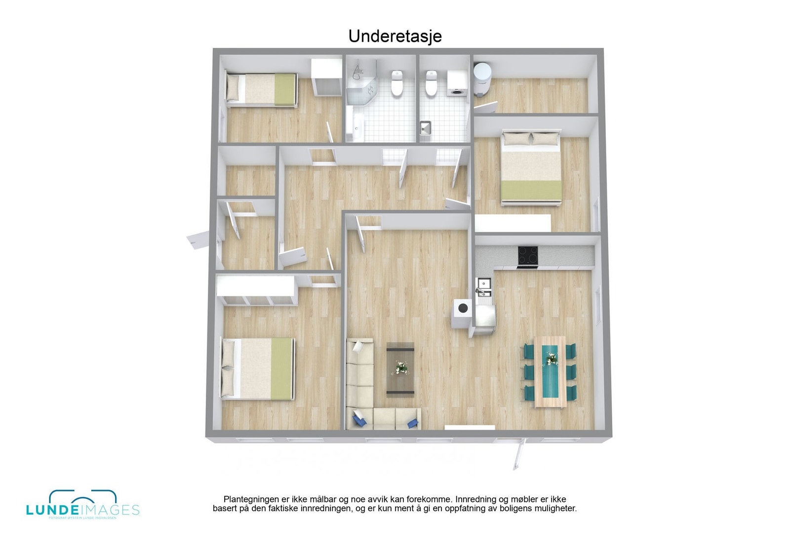 Planskisse underetasje/leilighet 3D - Ikke målbar Galleribilde