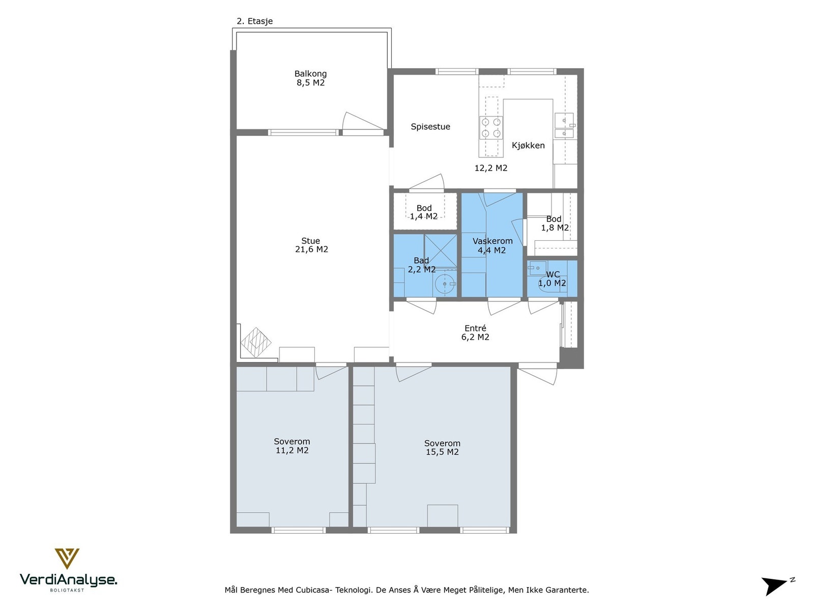 Leiligheten har en svært god planløsning i byggets 2.etasje. Galleribilde