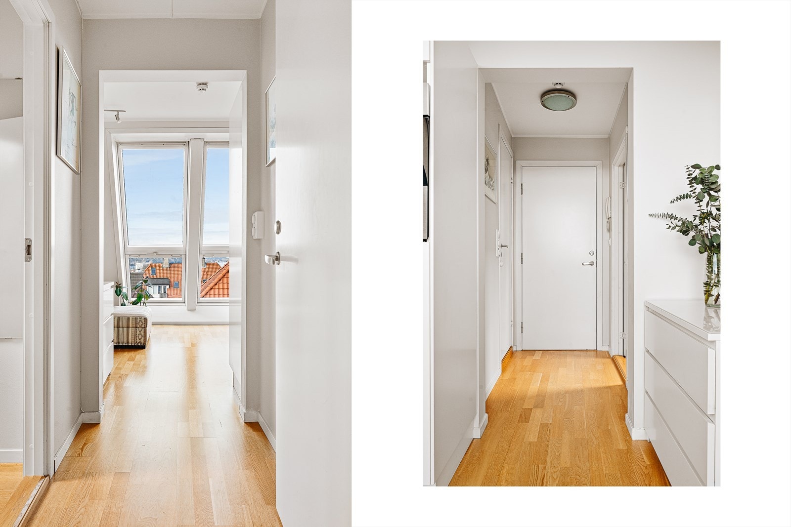 Velkommen inn! Entreen måler 1,9 kvm og leder til alle øvrige rom i leiligheten. Galleribilde