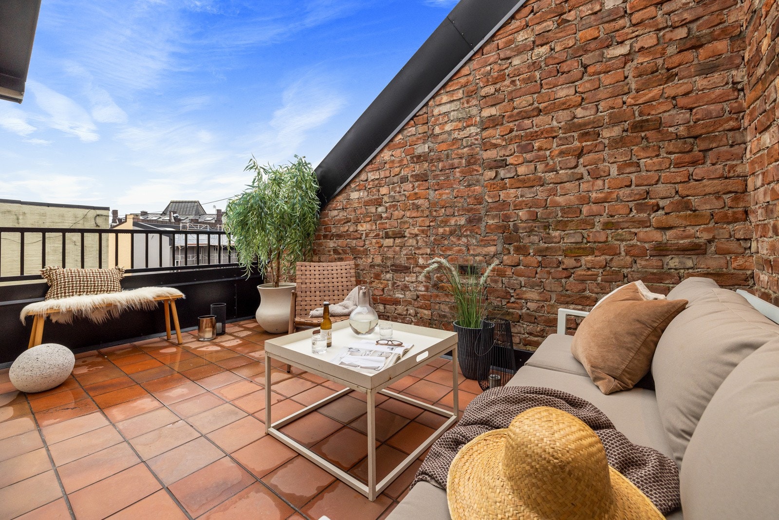 Sydvendt takterrasse på 10 m2. Galleribilde