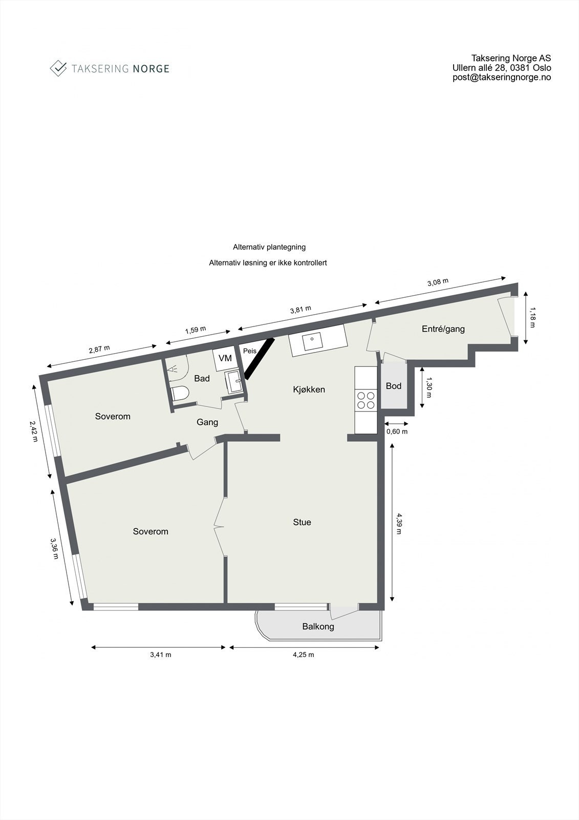 Neuberggata 9 B - alternativ plantegning Galleribilde