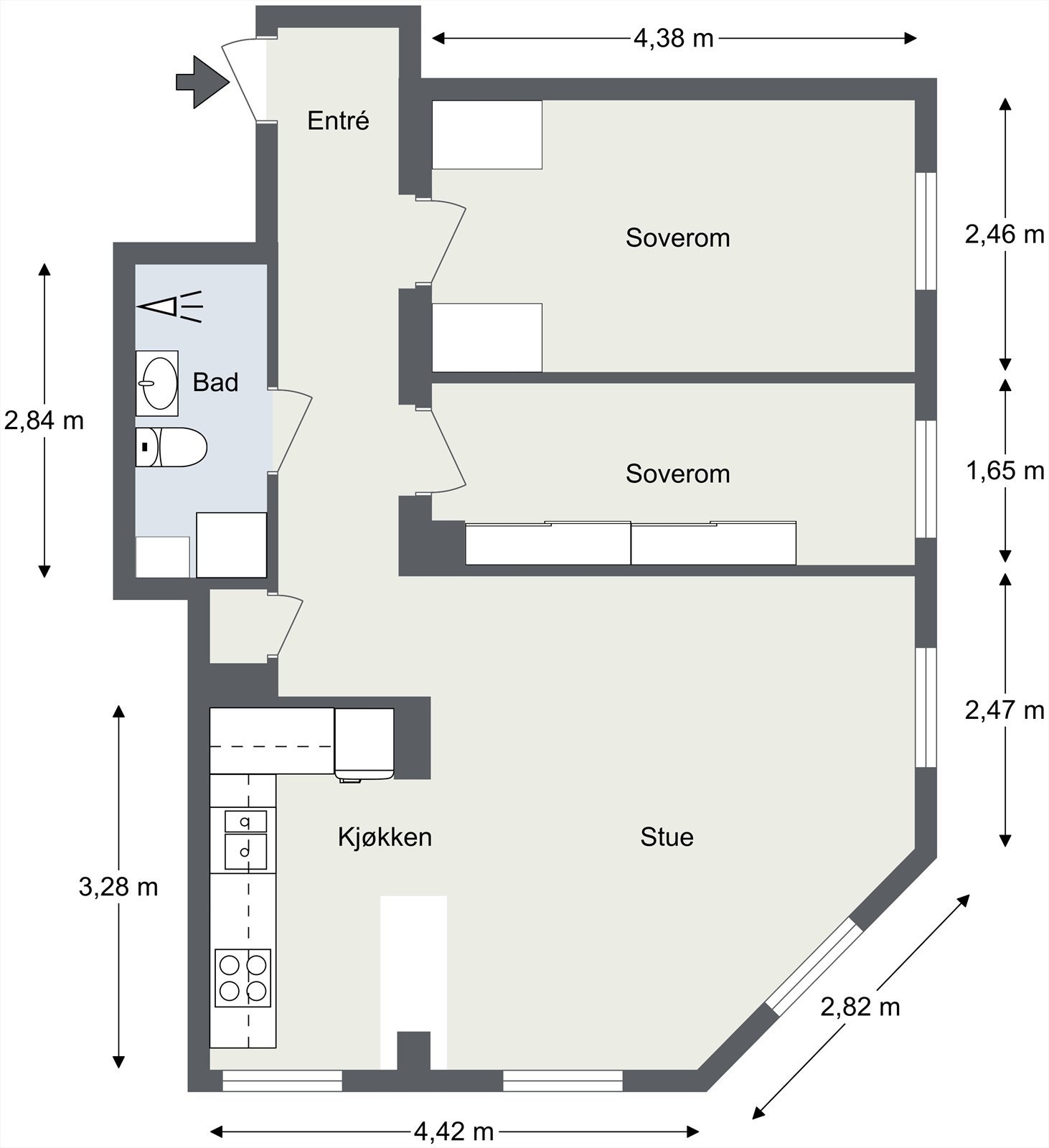 Plantegning med mål Galleribilde