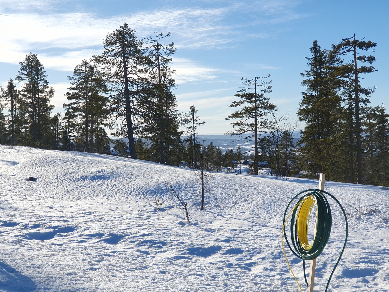 Bilde fra tomteområdet, skiløypa går rett nedenfor, og på oversiden Galleribilde